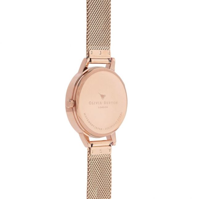 Womens Rose Gold Abstract Florals Mesh Watch