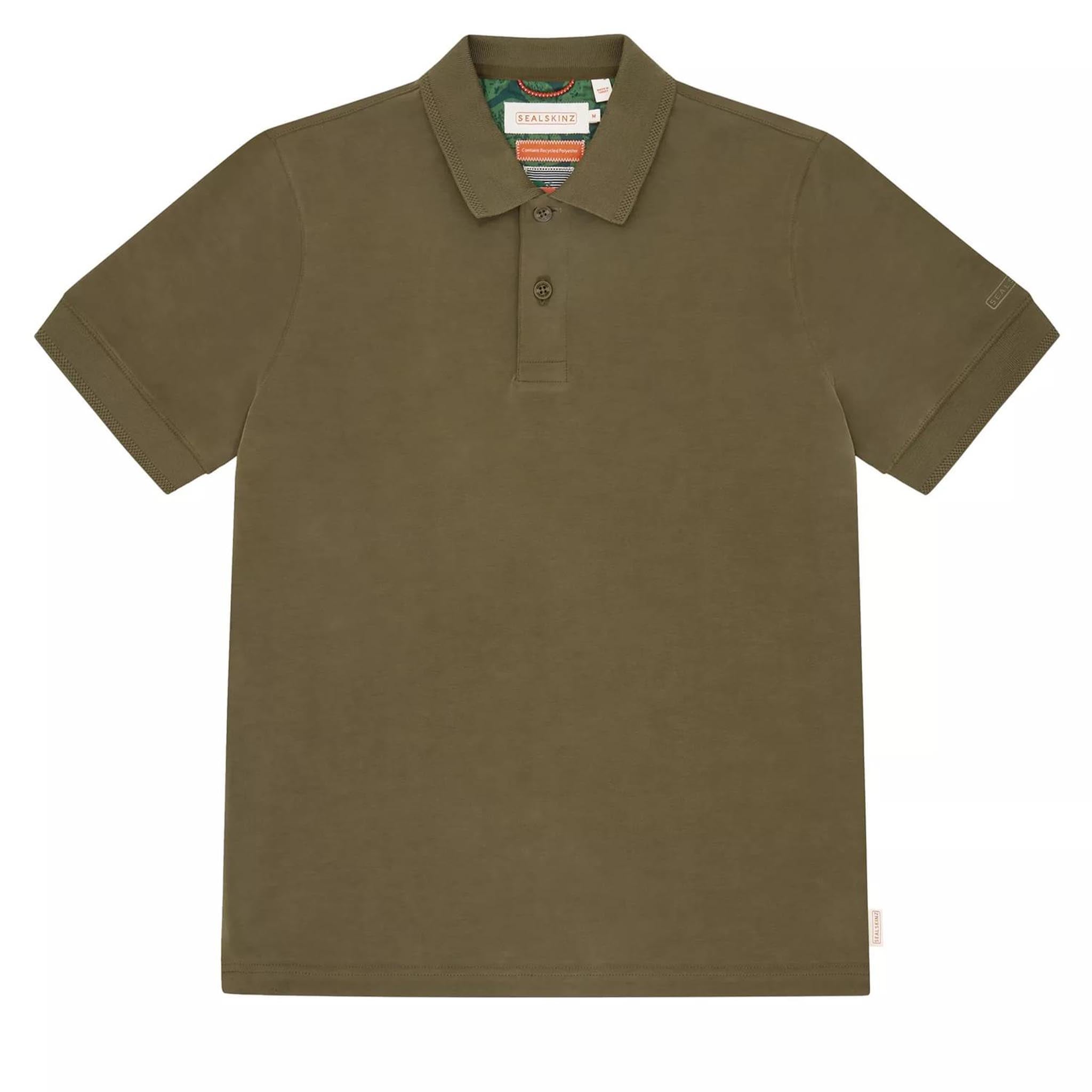 Mens Sealskinz Olive Roydon Soft S/s Polo