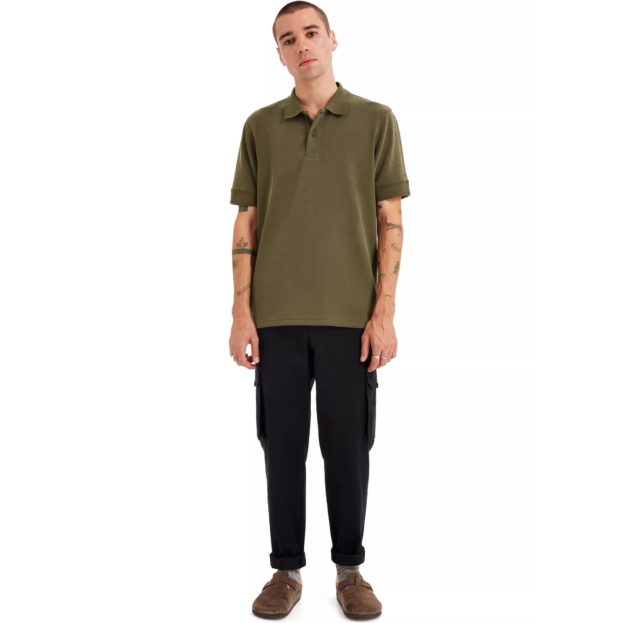 Mens Sealskinz Olive Roydon Soft S/s Polo