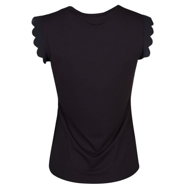 Womens Black Elliah Scallop S/s T Shirt