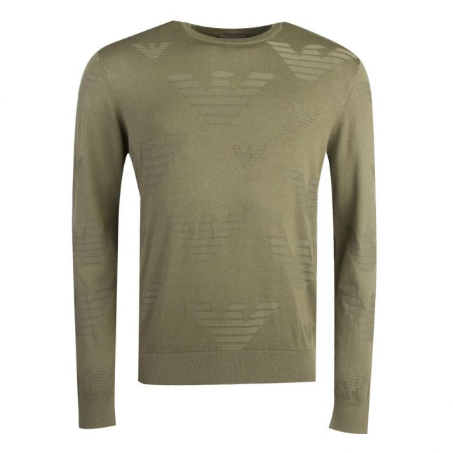 Mens Green Big Eagle Crew Knitted Top