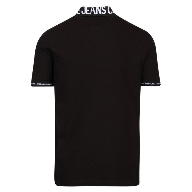 Mens Black Logo Trim Slim Fit S/s Polo Shirt