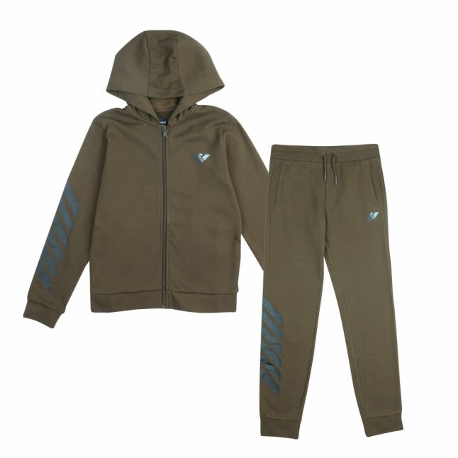 Boys Khaki Branded Eagle Hooded Tracksuit