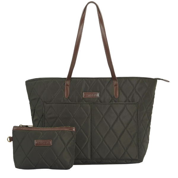 Womens Barbour Olive Quilted Tote Bag