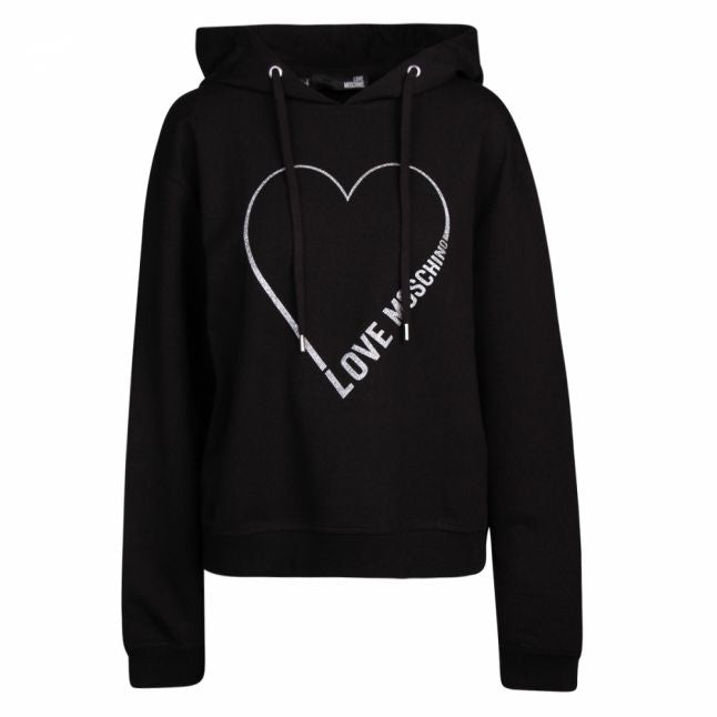 Womens Black Heart Hooded Sweat Top