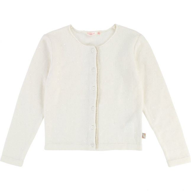 Girls White Sequin Cardigan