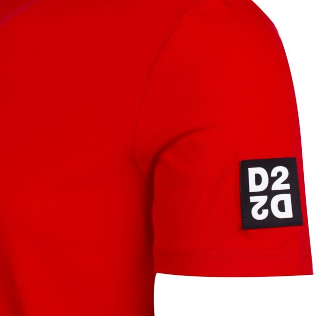 Mens Red Square Arm Logo S/s T Shirt