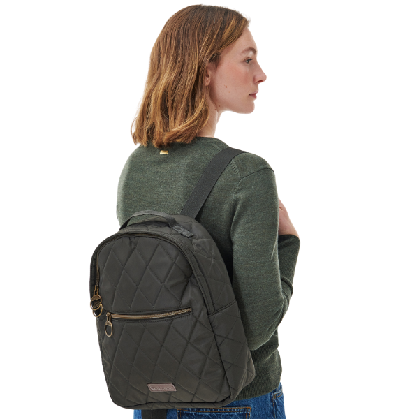 Womens Barbour Olive Quilted Backpack