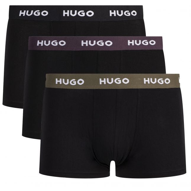 Mens Black Multi 3PK Trunks