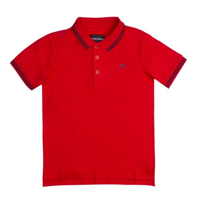 Boys Red Tipped Small Logo S/s Polo Shirt