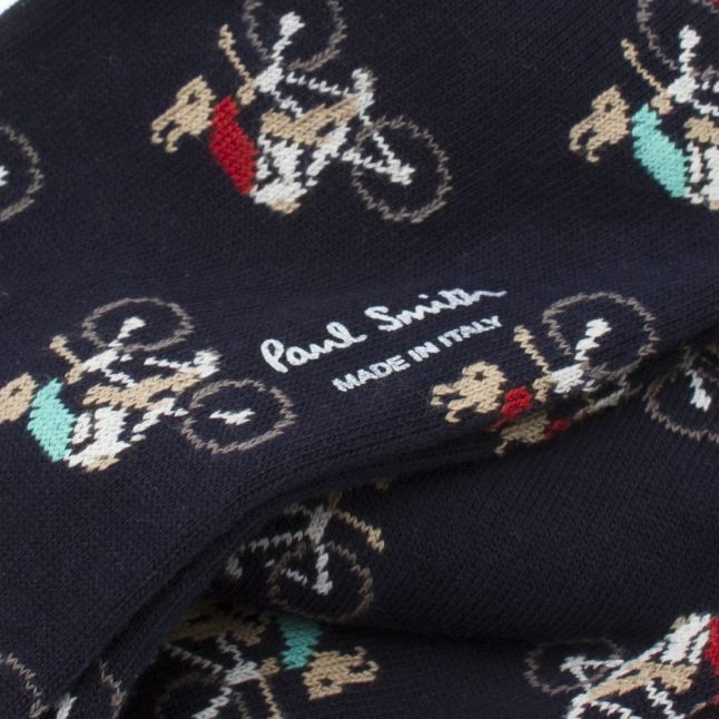 Mens Navy Rabbit On Bike Socks