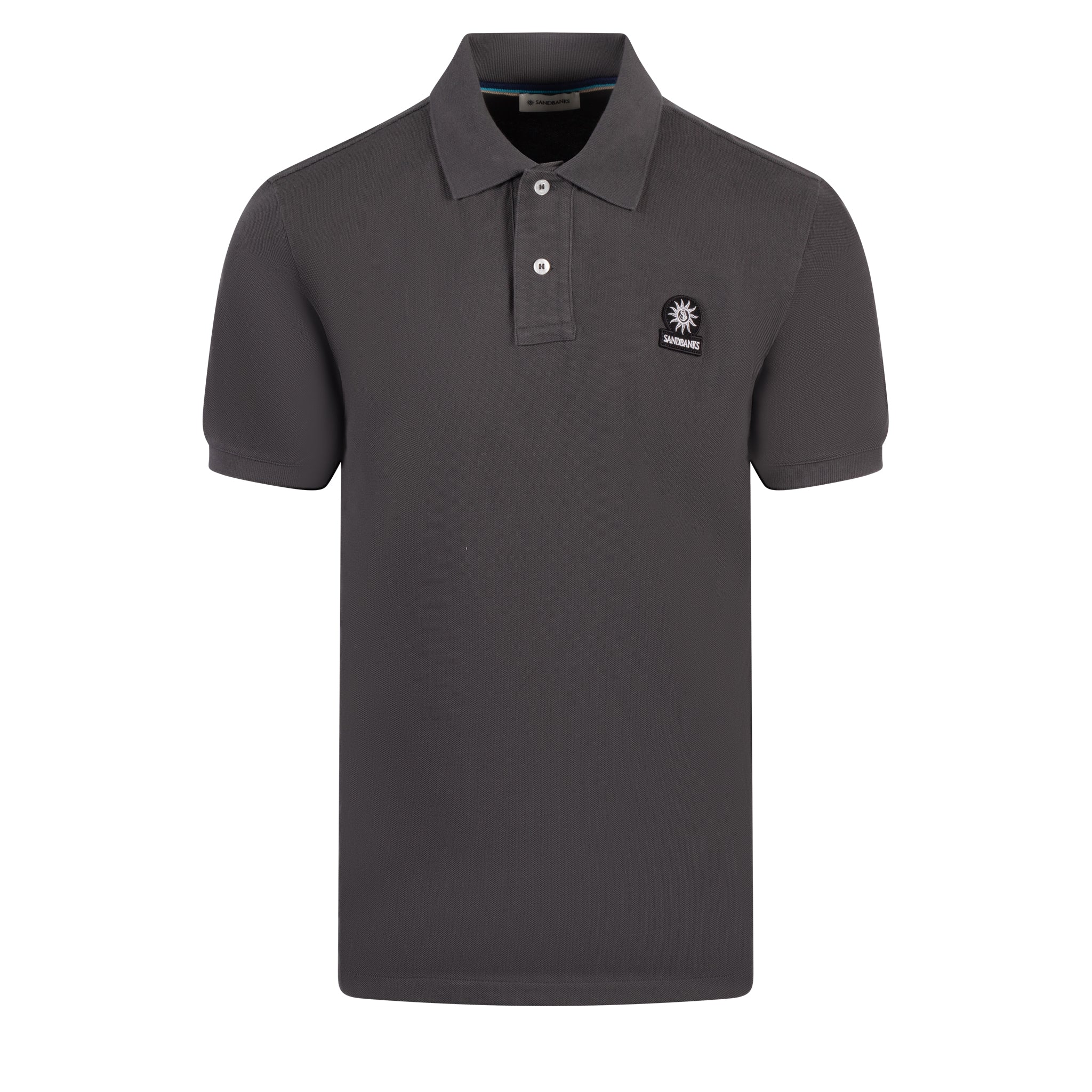 Mens Sandbanks Anthracite Badge Logo S/s Polo