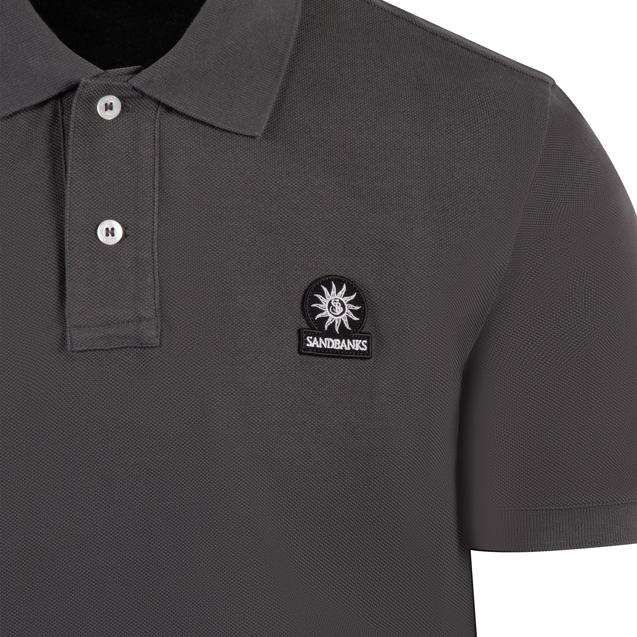 Mens Sandbanks Anthracite Badge Logo S/s Polo