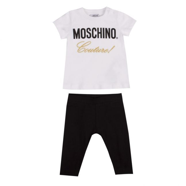 Baby White/Black Couture T Shirt & Leggings Set