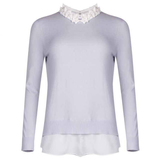 Womens Pale Blue Natsha Collar Detail Knitted Top