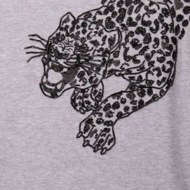 Womens Pearl Heather Leopard Crew Sweat Top