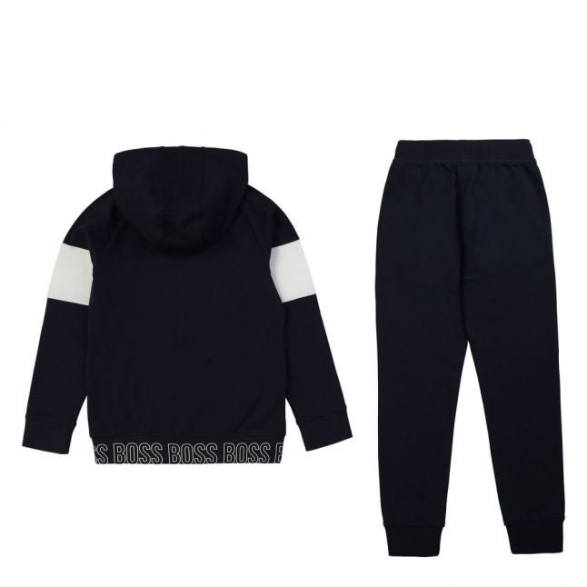 Boys Navy Branded Trim Hooded Tracksuit