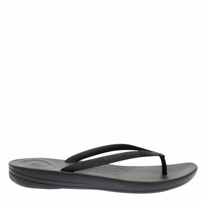 Womens All Black Iqushion Flip Flops