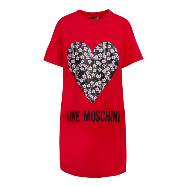 Womens Red Ditsy Heart Dress