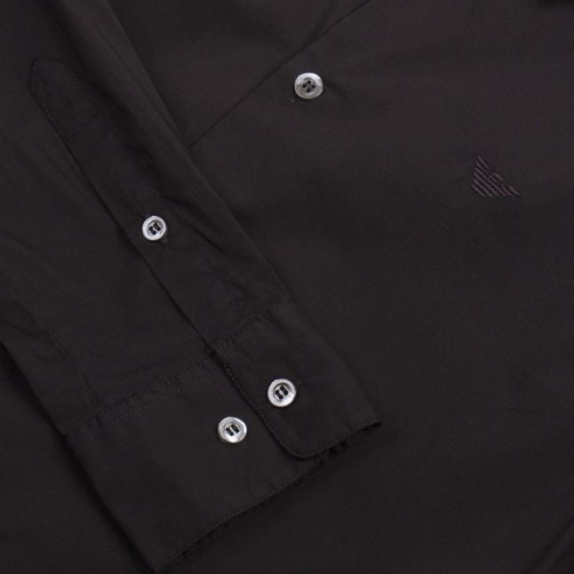 Mens Black Cotton Poplin L/s Shirt