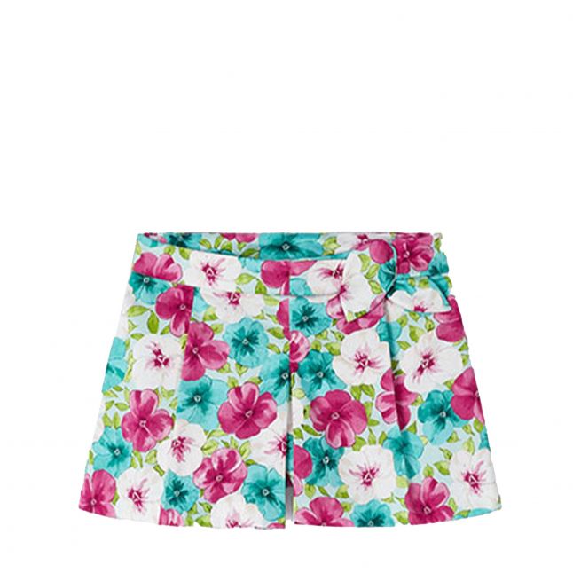 Girls Fuchsia Satin Floral Skort