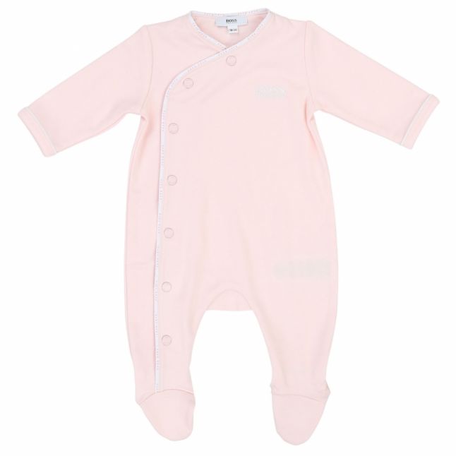 Baby Pale Pink Logo Trim Babygrow