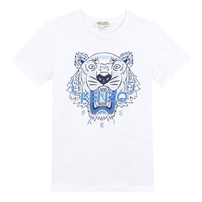 Boys White/Blue Tiger S/s T Shirt