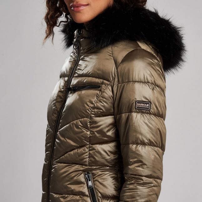 Womens Bronze Premium Strike Hooded Quilted Jacket