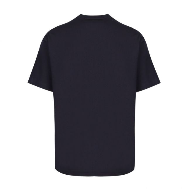 Mens Navy Text Stripe Logo S/s T Shirt