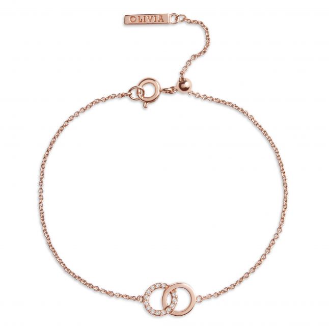 Womens Rose Gold Bejewelled Classic Bracelet