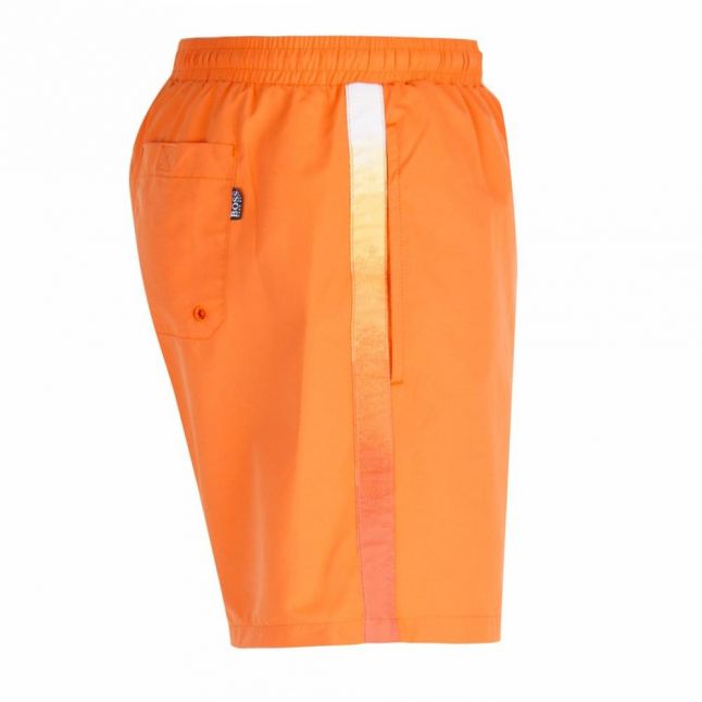 Mens Bright Orange Seabream Taped Logo Swim Shorts