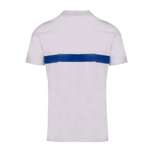 Mens White/Blue Logo Stripe Slim Fit Beach S/s T Shirt