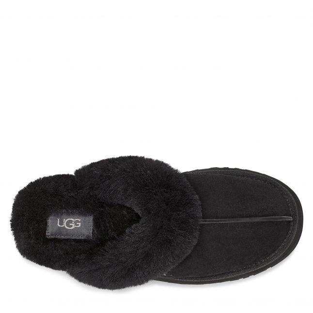 Womens UGG Black Disquette Slippers