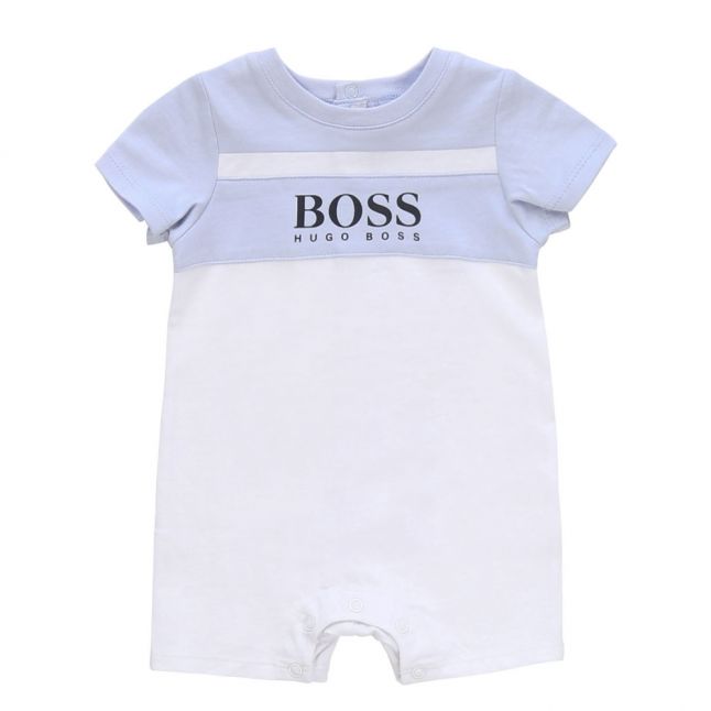 Baby Pale Blue Colourblock Logo Romper