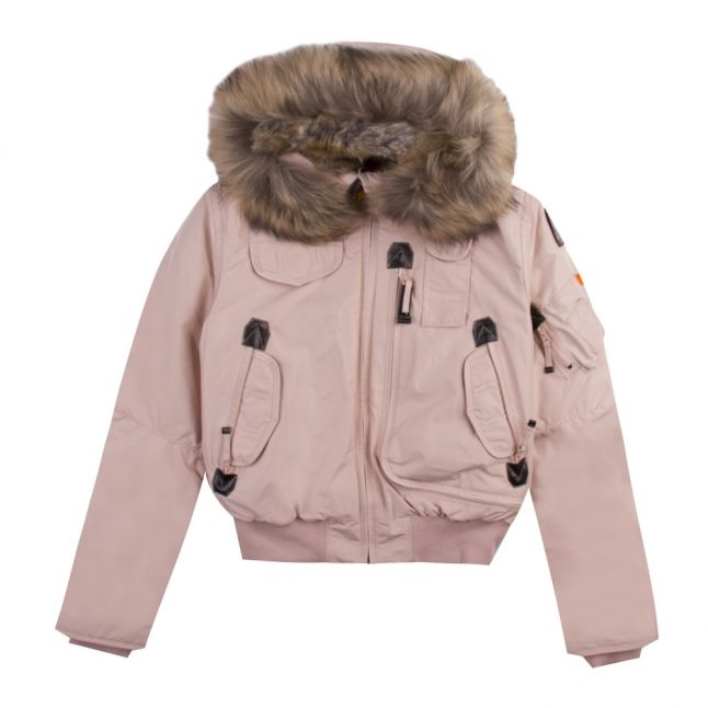 Girls Powder Pink Gobi Down Fur Hooded Jacket