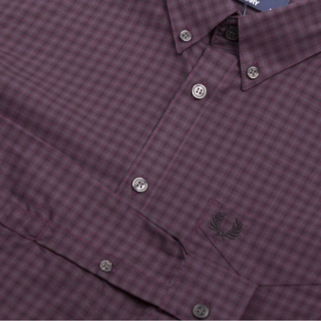 Mens Mahogany Gingham L/s Shirt