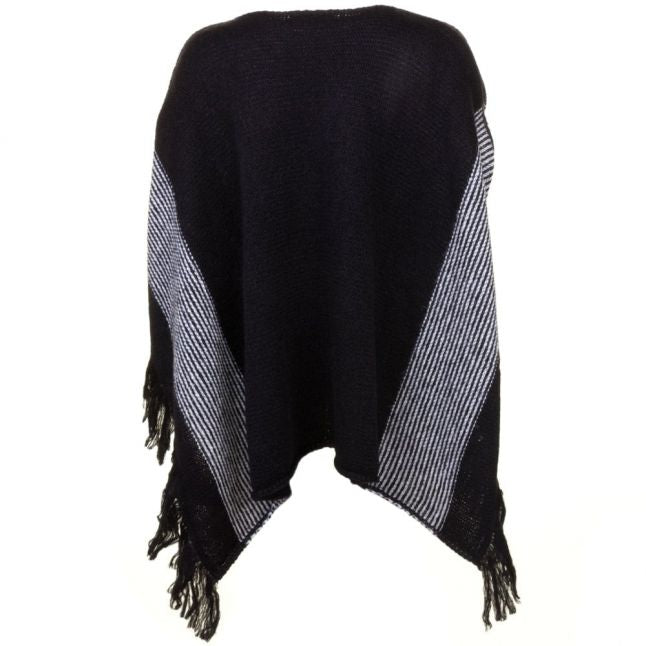 Womens Black Fringed Poncho