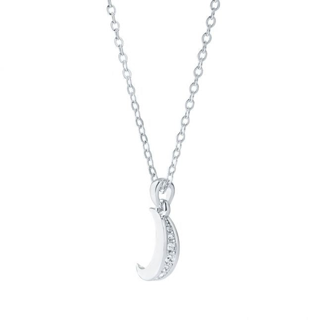 Womens Silver/Crystal Marai Crescent Moon Pendant Necklace