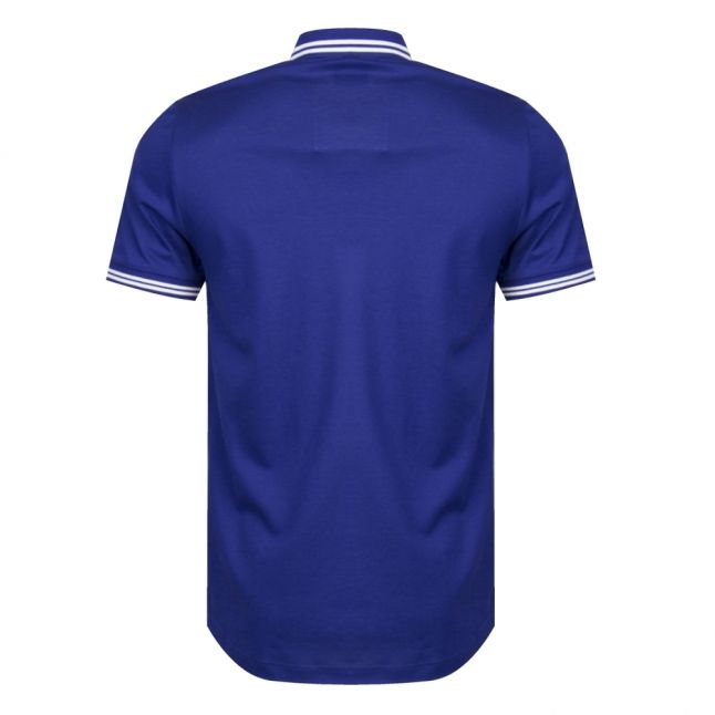 Mens Blue Tipped Logo S/s Polo Shirt