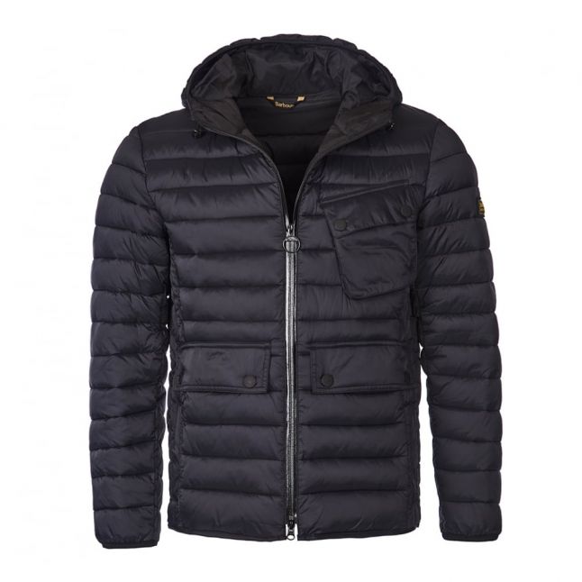 Mens Black Ouston Hooded Quilted Jacket