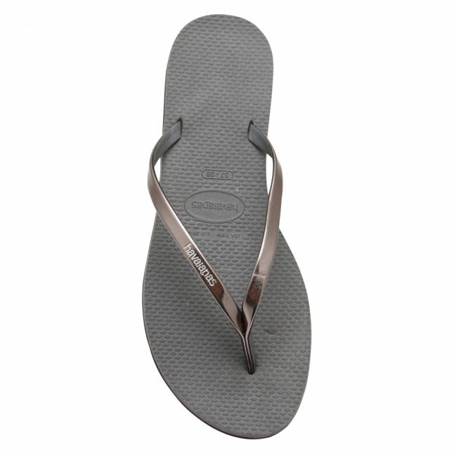 Womens Steel Grey You Metallic Flip Flops