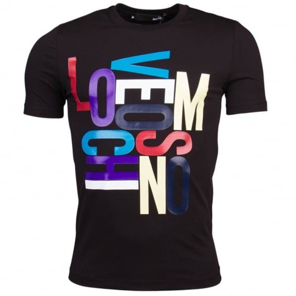 Mens Black Logo Letters Slim Fit S/s T Shirt