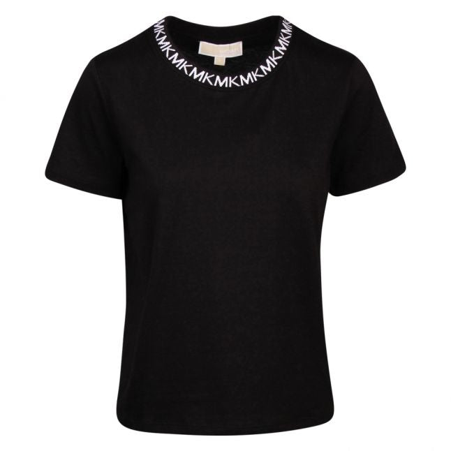 Womens Black Logo Neckline S/s T Shirt