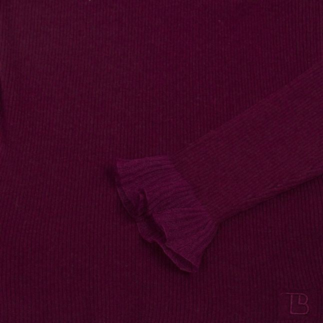 Womens Deep Purple Dvana Frill Neck Jumper