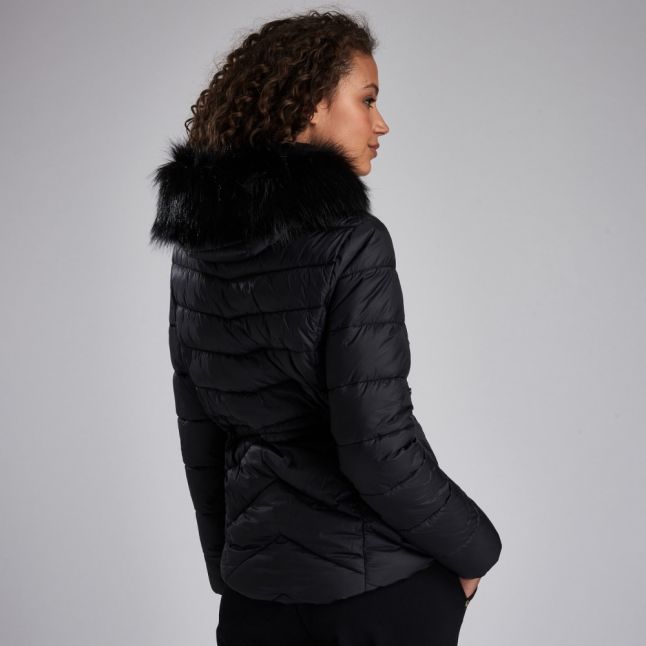 Womens Black Island Hooded Quilted Jacket