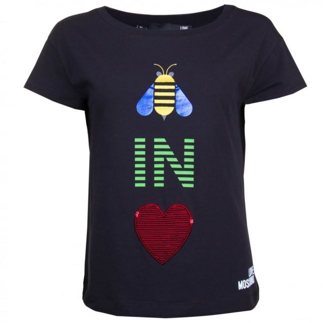 Womes Black Bee In Love S/s T Shirt