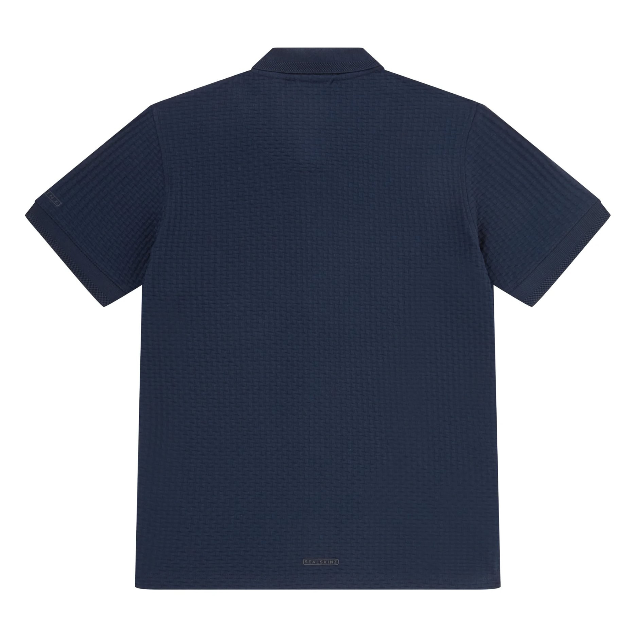 Mens Sealskinz Navy Stokesby Button Through Jacquard S/s Polo Shirt