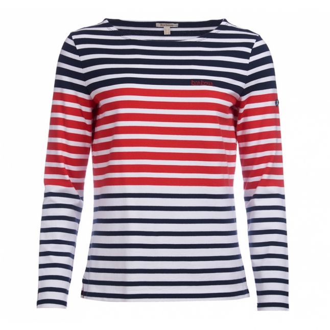 Womens White/Blue Tellin Stripe L/s T Shirt