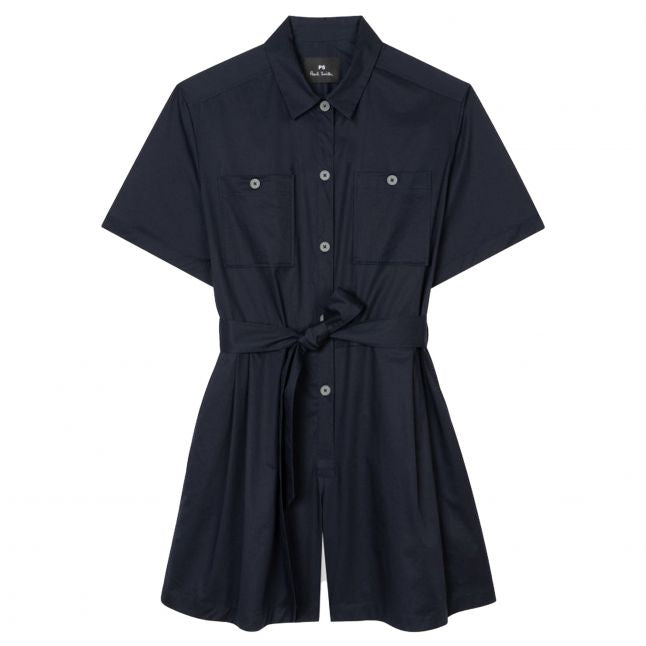 Womens Inky Blue Cotton Playsuit