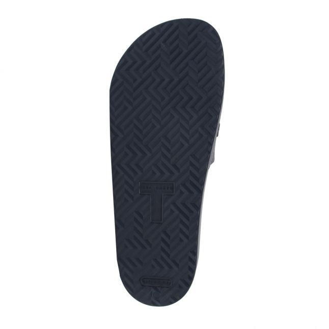 Mens Dark Blue Rastal Branded Slides